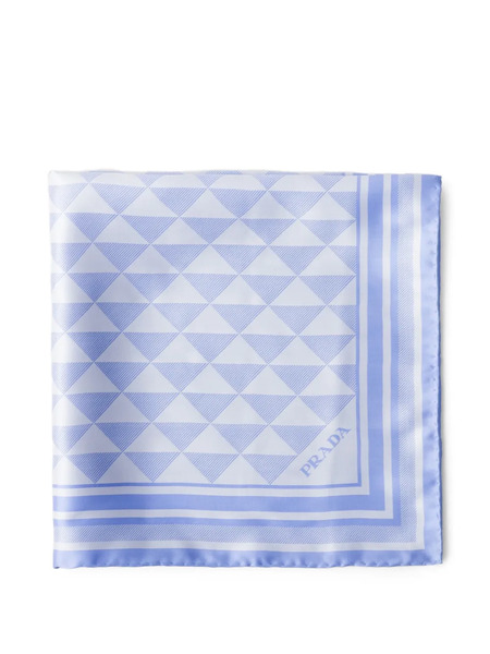  Prada Jacquard Silk Scarf 55x55 - Blue 