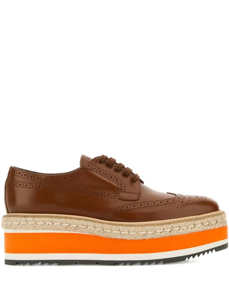  Prada Lace-up Leather Sneakers - Brown 