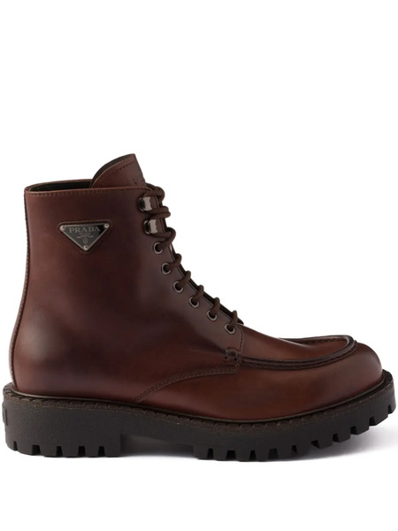  Prada Lace-up Lug-sole Boots - Brown 