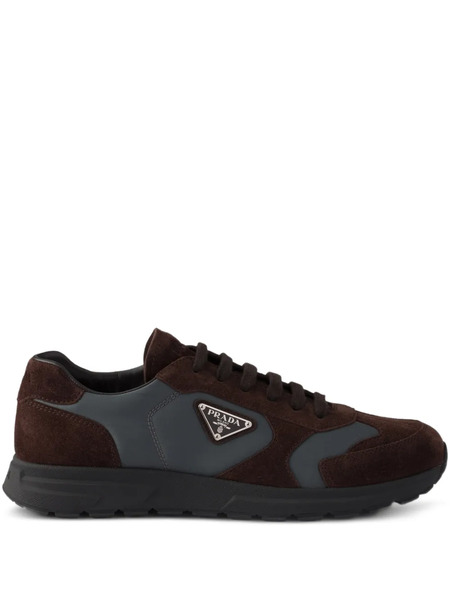  Prada Laces Triangle-logo Sneakers - Brown 