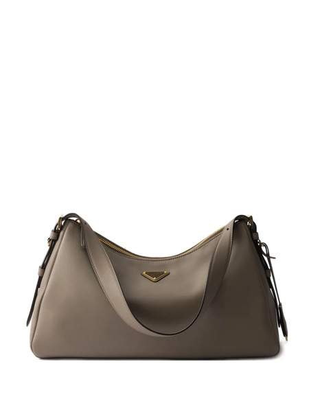  Prada Large Aimée Leather Shoulder Bag - Grey 