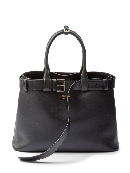  Prada Large Buckle Tote Bag - Black 