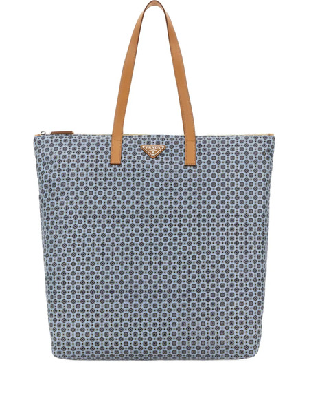  Prada Large Geometric-pattern Tote Bag - Blue 