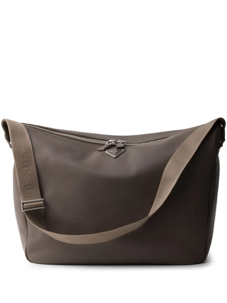  Prada Large Leather Shoulder Bag - Grey 