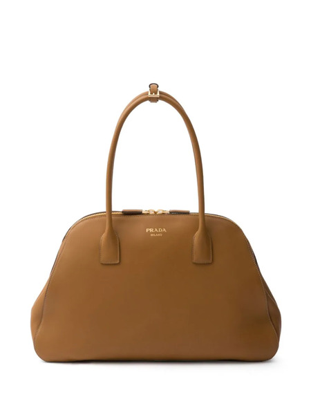  Prada Large Leather Tote Bag - Brown 