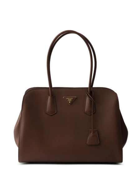  Prada Large Leather Tote Bag - Brown 