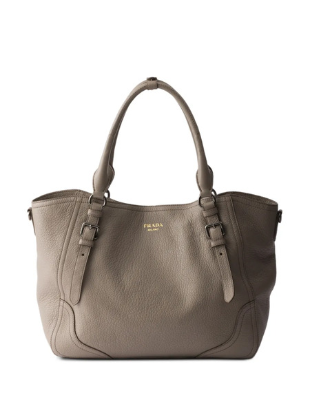  Prada Large Leather Tote Bag - Grey 