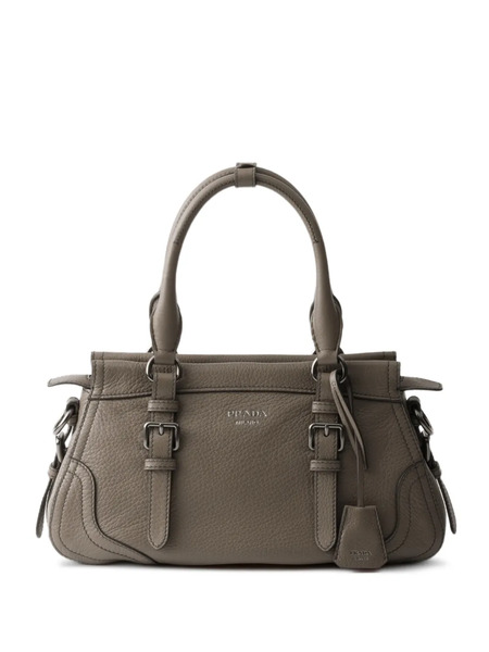  Prada Large Leather Tote Bag - Grey 