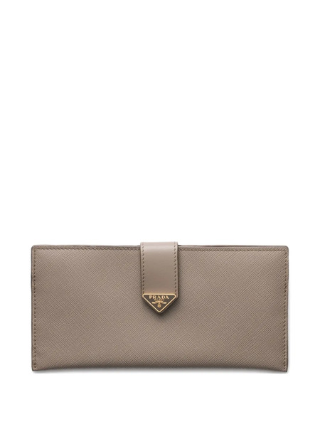  Prada Large Triangle-logo Leather Wallet - Grey 