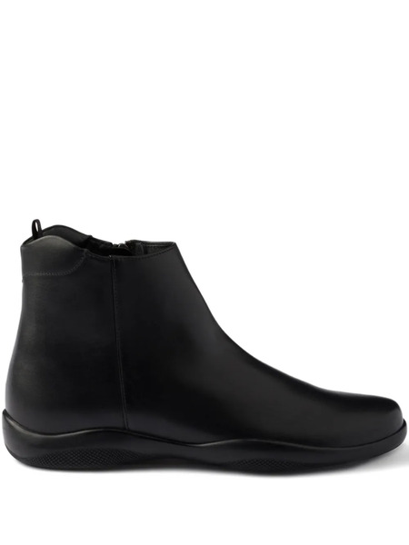  Prada Leather Ankle Boots - Black 