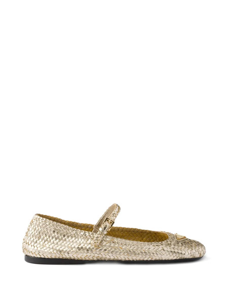  Prada Leather Ballet Flats - Gold 
