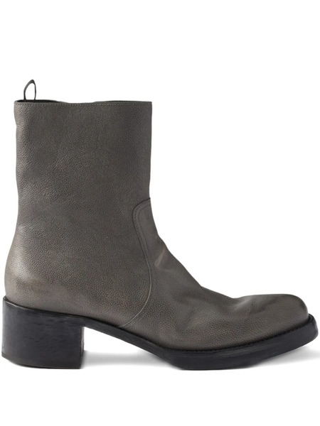  Prada Leather Biker Boots - Grey 