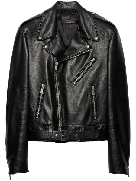  Prada Leather Biker Jacket - Black 