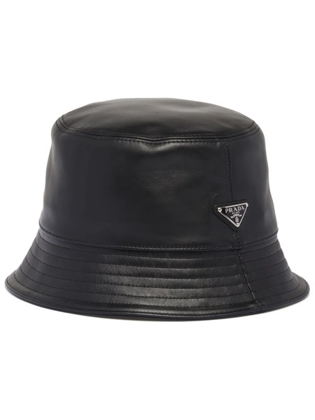  Prada Leather Bucket Hat - Black 