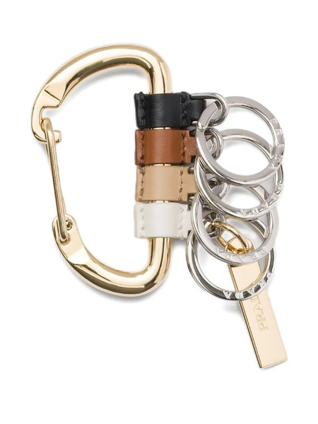  Prada Leather-detail Metal Keyring - Gold 
