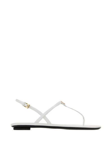  Prada Leather Flat Sandals - White 