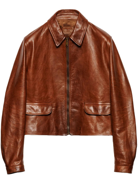  Prada Leather Jacket - Brown 