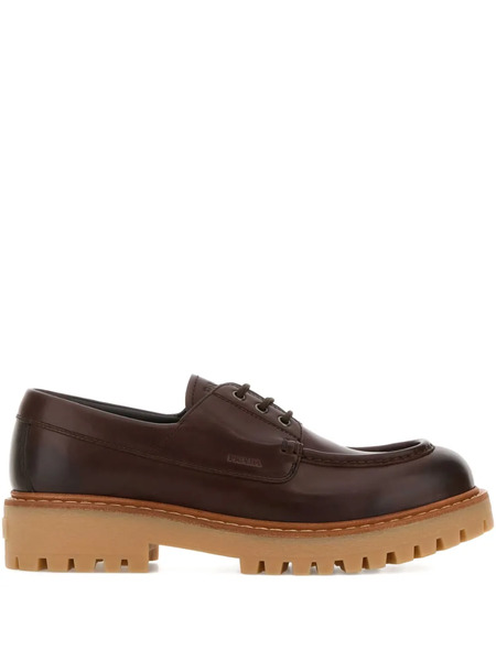  Prada Leather Loafer Shoes - Brown 