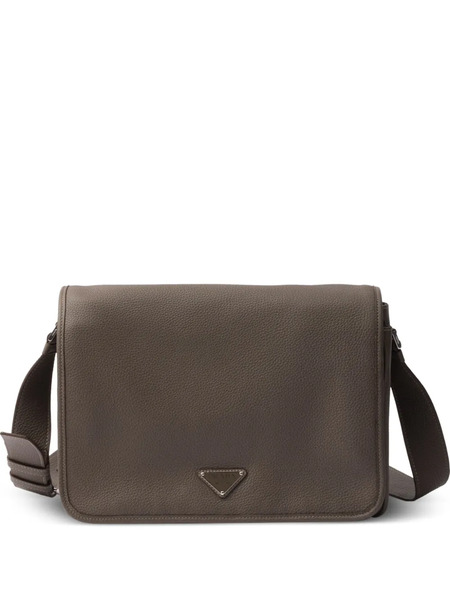  Prada Leather Messenger Bag - Grey 