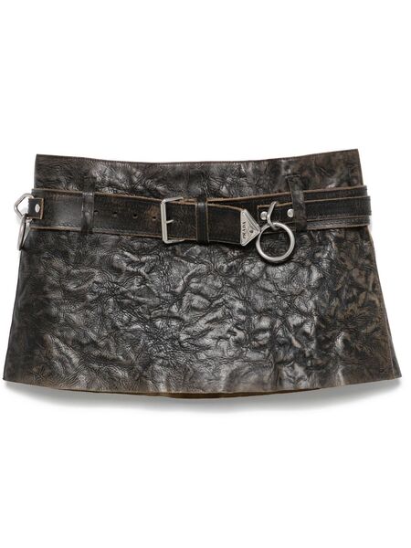  Prada Leather Mini Skirt - Black 