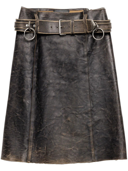  Prada Leather Mini Skirt - Black 
