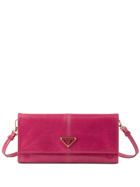  Prada Leather Wallet With Shoulder Strap - Pink 