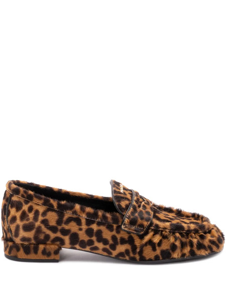  Prada Leopard Loafers - Brown 