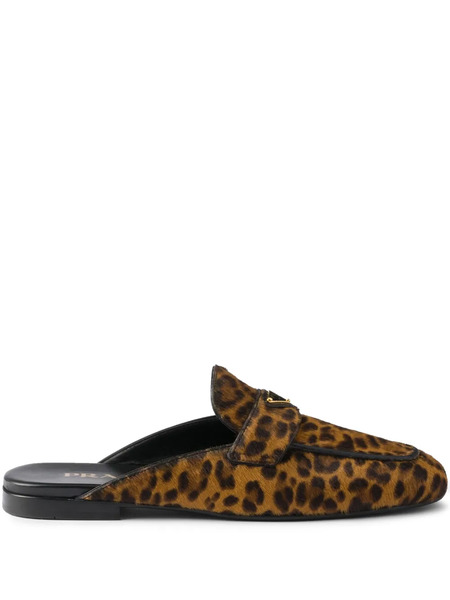  Prada Leopard-print Mules - Brown 