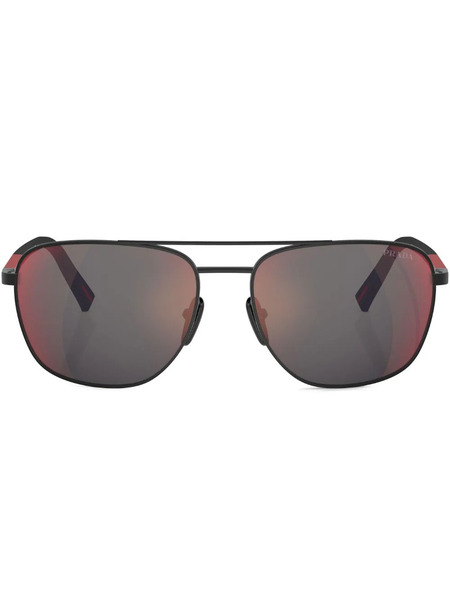  Prada Linea Rossa Printed Pilot-frame Sunglasses - Black 