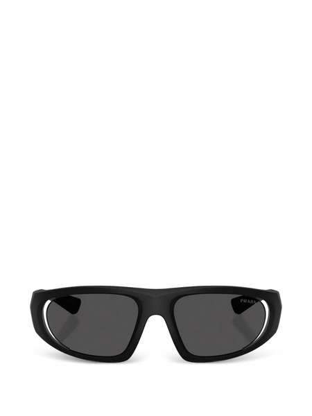  Prada Linea Rossa Rectangle Logo Sunglasses - Black 
