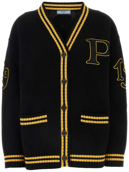  Prada Logo-appliqué Cardigan - Black 