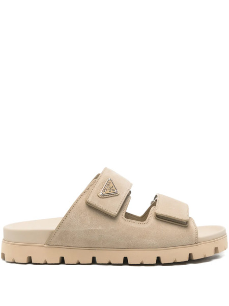  Prada Logo-appliqué Sandals - Neutrals 