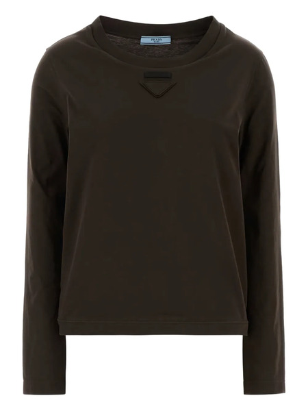  Prada Logo Appliqué Sweater - Brown 
