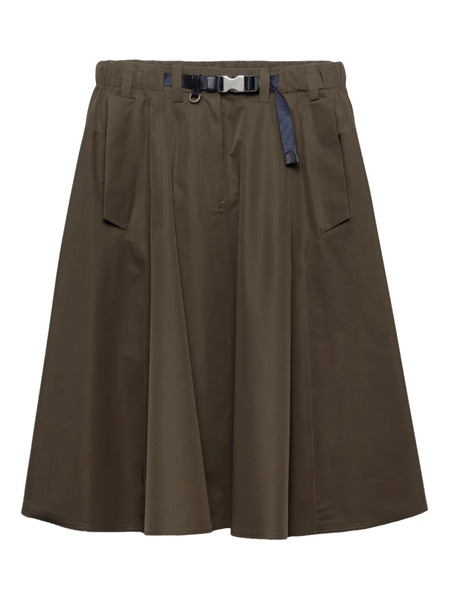  Prada Logo Belted Midi Skirt - Green 