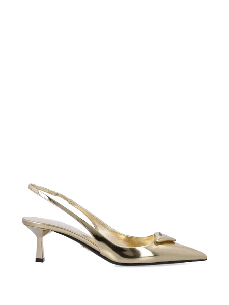  Prada Logo-detail Slingback Pumps - Gold 