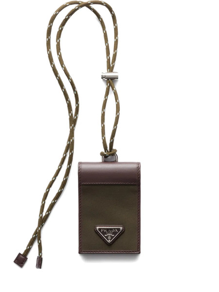  Prada Logo-detail Strap Card Holder - Green 