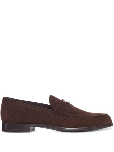  Prada Logo-detail Suede Loafers - Brown 