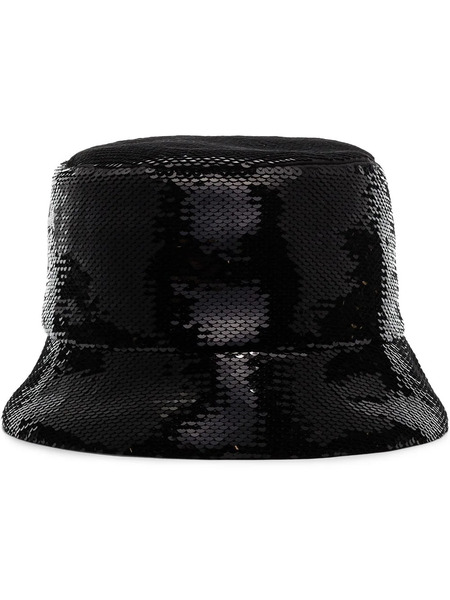  Prada Logo-embellished Sequined Bucket Hat - Black 