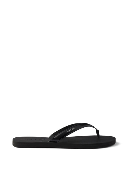  Prada Logo-embossed Leather Flip-flop Sandals - Black 