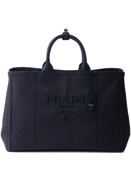  Prada Logo-embossed Medium Tote Bag - Blue 