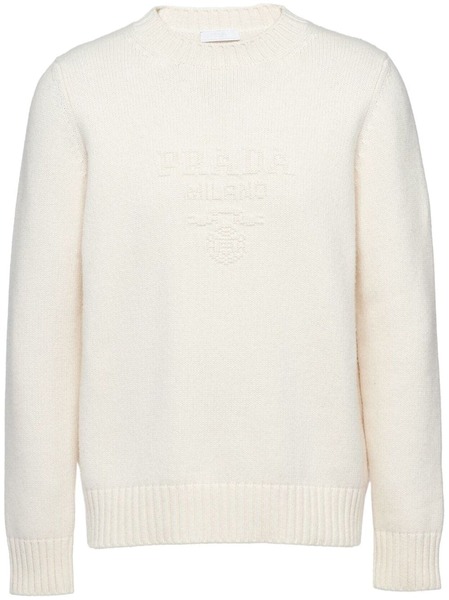  Prada Logo-embroidered Cashmere Jumper - White 