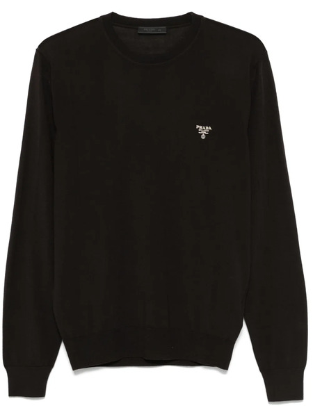  Prada Logo-embroidered Sweater - Brown 