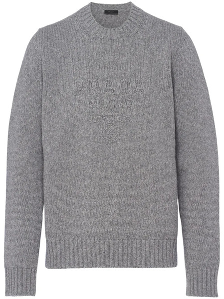  Prada Logo-embroidered Sweater - Grey 