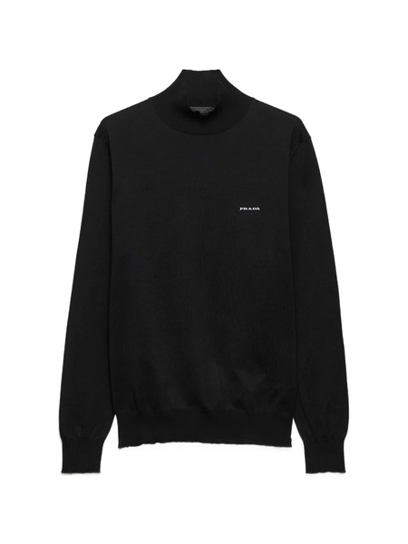  Prada Logo-embroidered Turtleneck Sweater - Black 