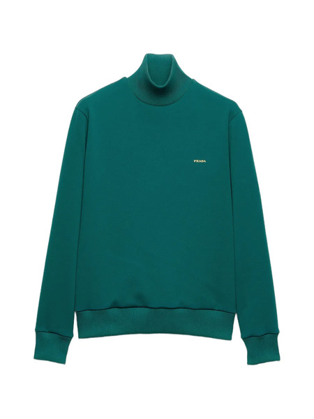  Prada Logo-embroidered Turtleneck Sweatshirt - Green 