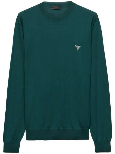  Prada Logo-embroidered Wool Jumper - Green 