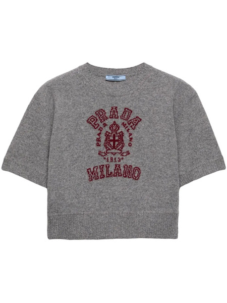  Prada Logo-intarsia Sweater - Grey 