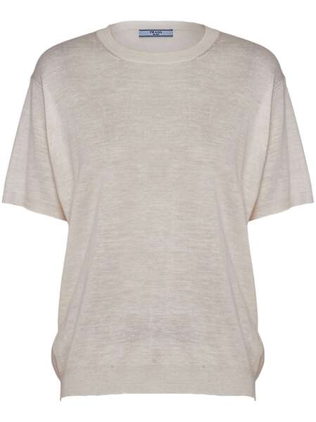  Prada Logo-jacquard Silk Jumper - Neutrals 
