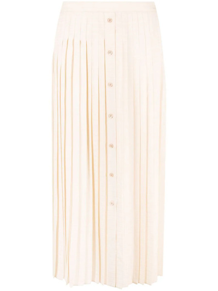  Prada Logo-jacquard Silk Pleated Skirt - Neutrals 
