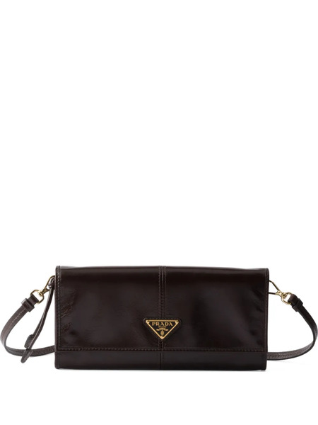  Prada Logo Leather Wallet - Brown 